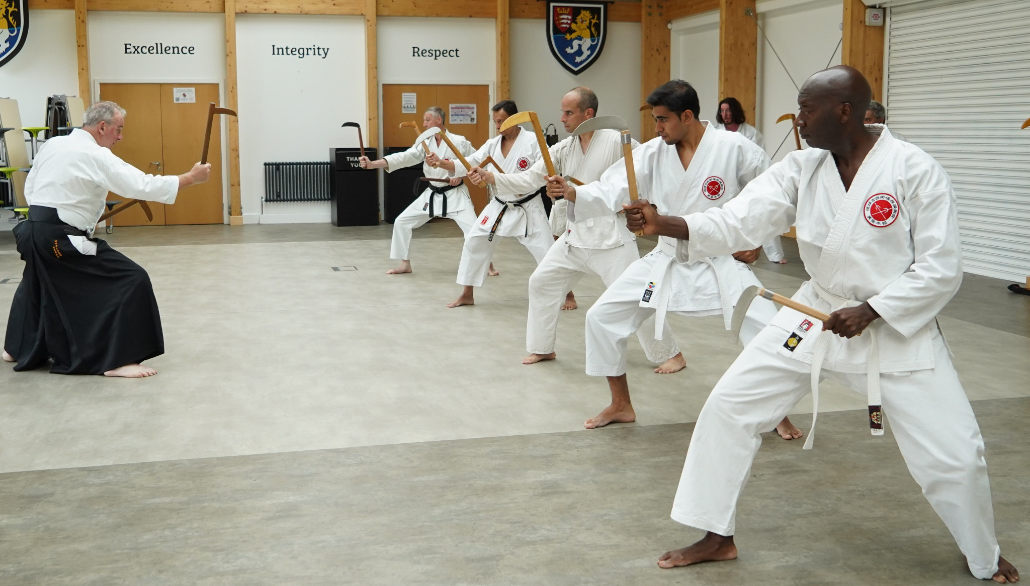 Julian Mead Shihan teaching Kama to a group of practitioners