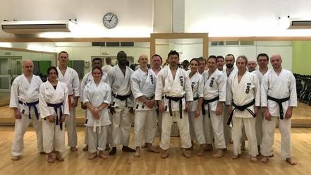 A group of martial artists training together